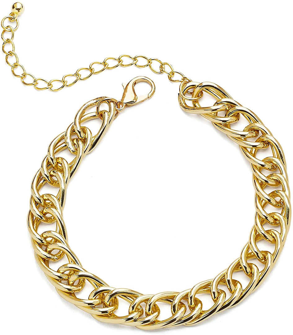 Pera Jewelry 14K Gold Plated and Silver Plated Link Bracelets, Curb Chain Bold Bracelets, Cuban Paperclip Link Chain Bracelets Chunky Link Bracelets Toggle Clasp, Bold Chain Link Bracelet with Gift Box