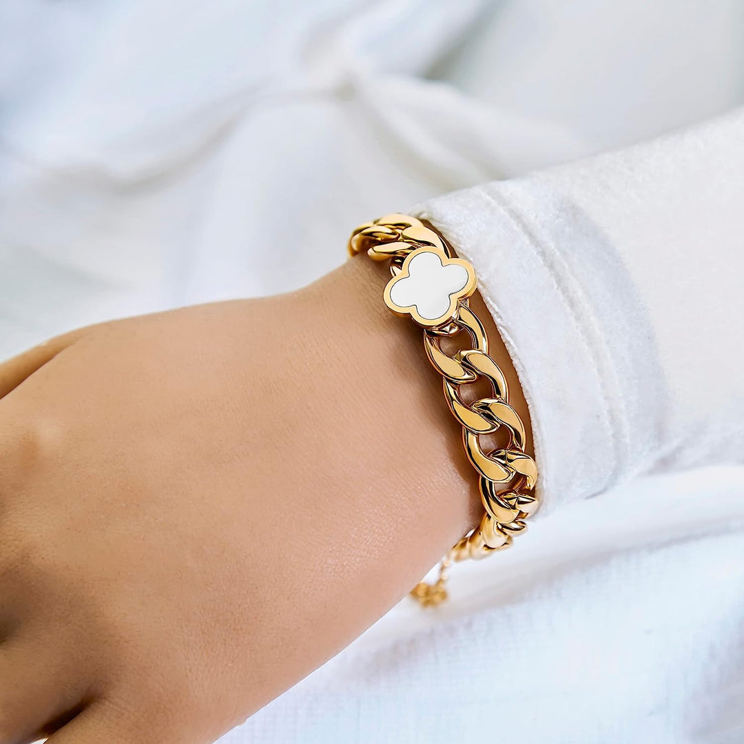 Pera Jewelry 14K Gold Plated Bangle Bracelet, Zirconia Simulate Bangle, Cuff Bracelets for Women with Gift Box, Buckled Nail Cuff Bold Bangle Bracelet