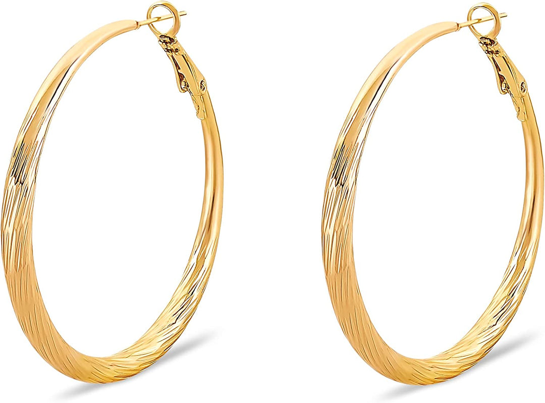 Pera Jewelry 14K Gold Plated and Silver Plated Hoop Earrings, Large and Small Thick Tube Hollow Hoop Earrings for Women with Gift Box | Minimalist, Tiny Dainty Earrings Gold - Large