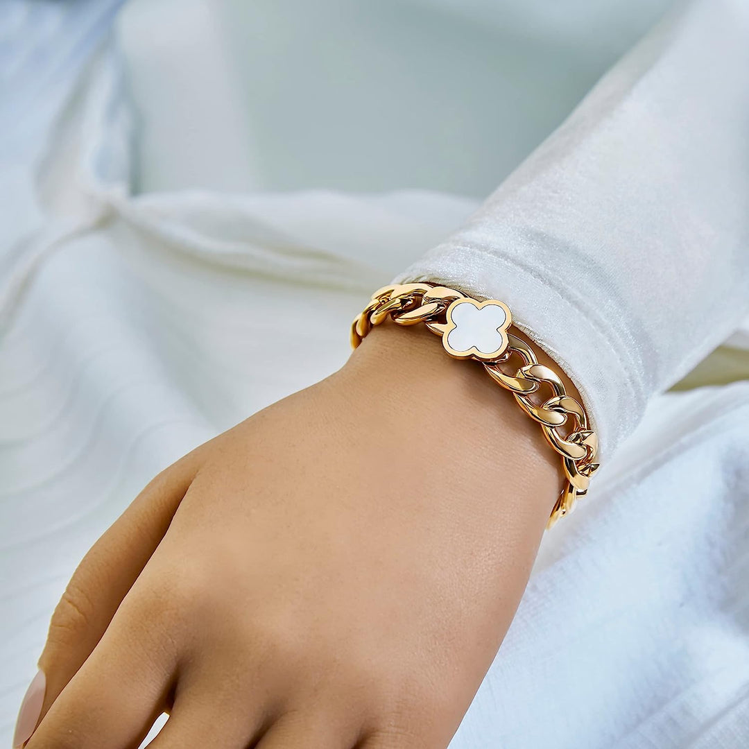 Pera Jewelry 14K Gold Plated Bangle Bracelet, Zirconia Simulate Bangle, Cuff Bracelets for Women with Gift Box, Buckled Nail Cuff Bold Bangle Bracelet