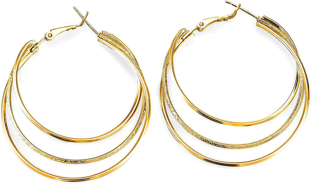 Pera Jewelry 14K Gold Plated Multilayer Circle Hoop Earrings, Hypoallergenic Hoop Earrings for Women with Gift Box | Minimalist, Tiny Dainty Earrings