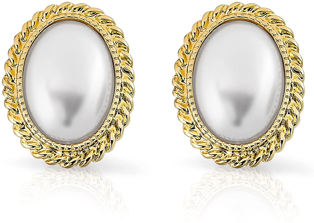 Pera Jewelry 14K Gold Plated Freshwater Cultured Pearl Earrings, Pearl Stud Earrings for Women with Gift Box | Minimalist, Tiny Dainty Pearl Earrings