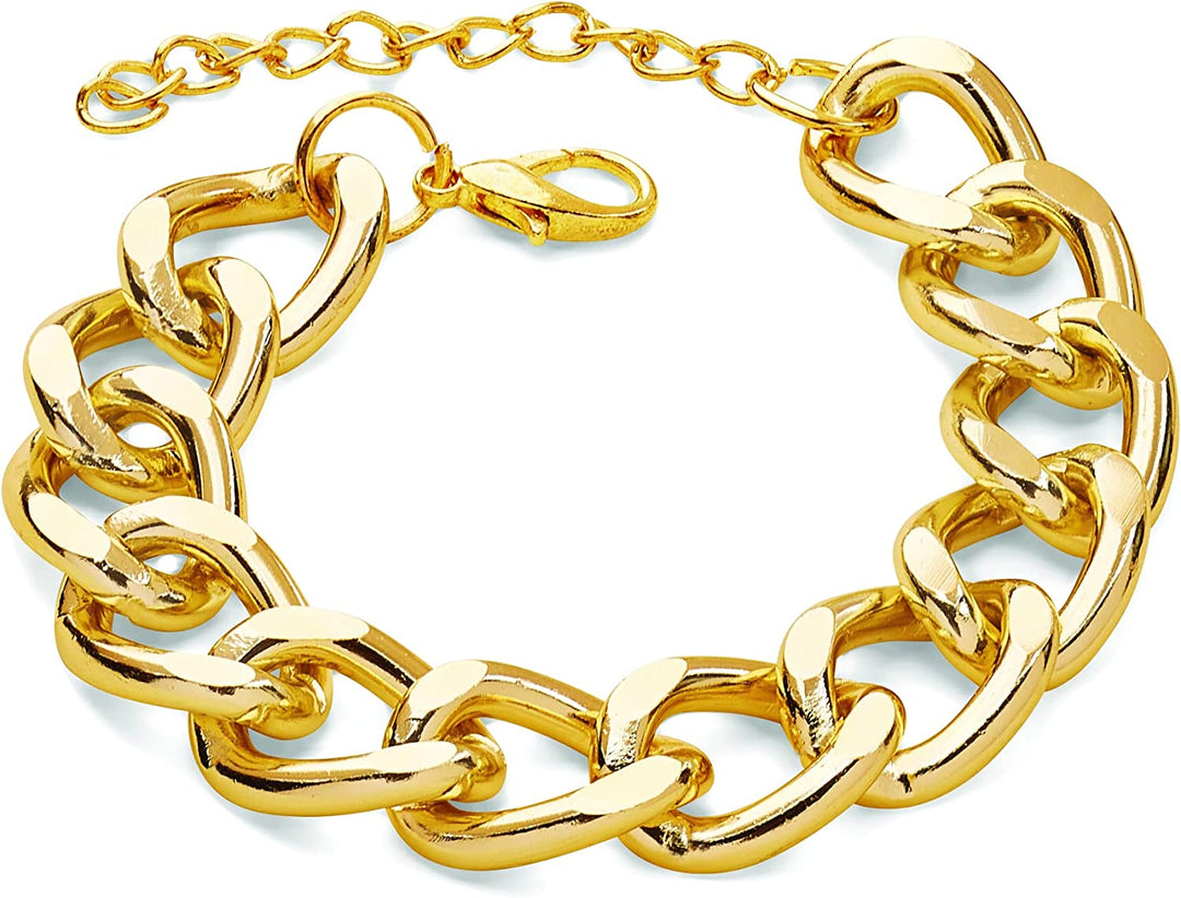 Pera Jewelry 14K Gold Plated and Silver Plated Link Bracelets, Curb Chain Bold Bracelets, Cuban Paperclip Link Chain Bracelets Chunky Link Bracelets Toggle Clasp, Bold Chain Link Bracelet with Gift Box