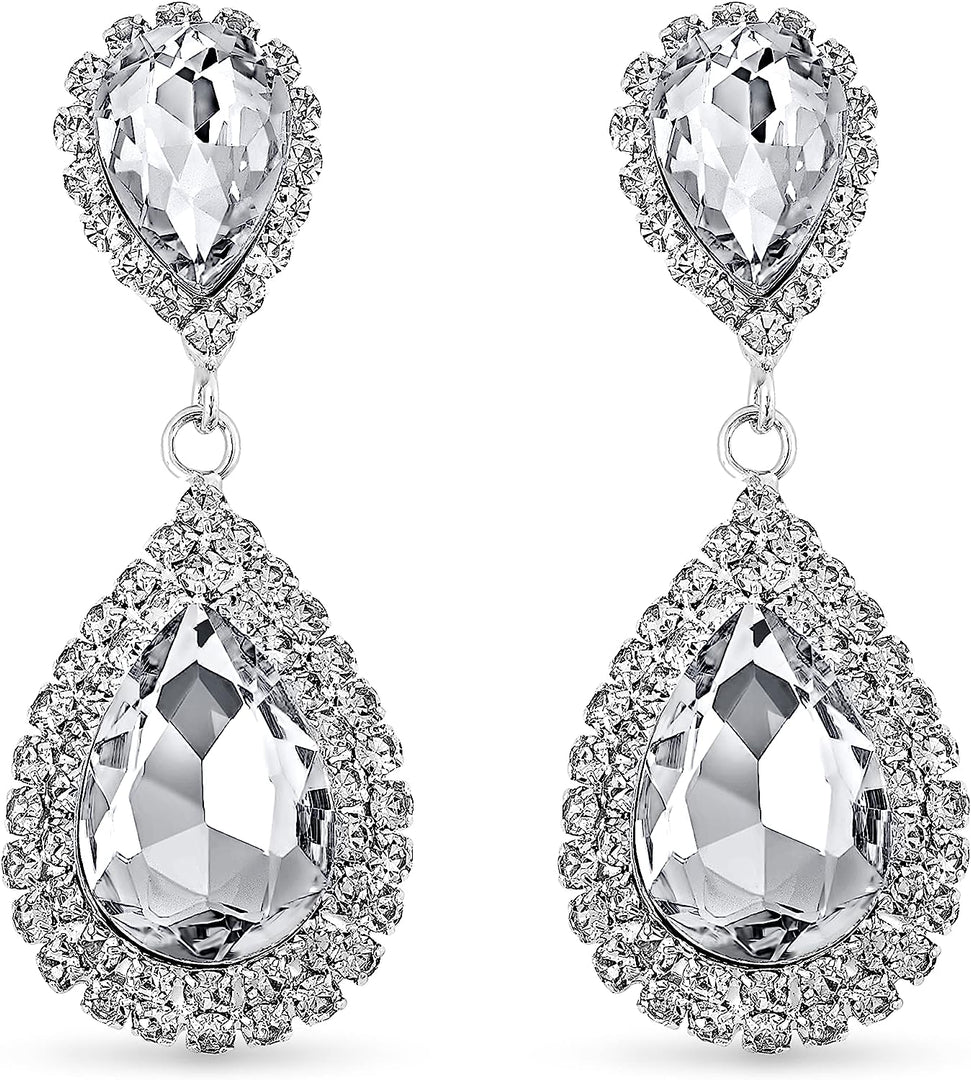 Pera Jewelry Silver Plated Cubic Zirconia Dangle Earrings, Simulated Diamond Drop Dangle Earrings for Women with Gift Box | Minimalist, Tiny Dainty Drop Earrings