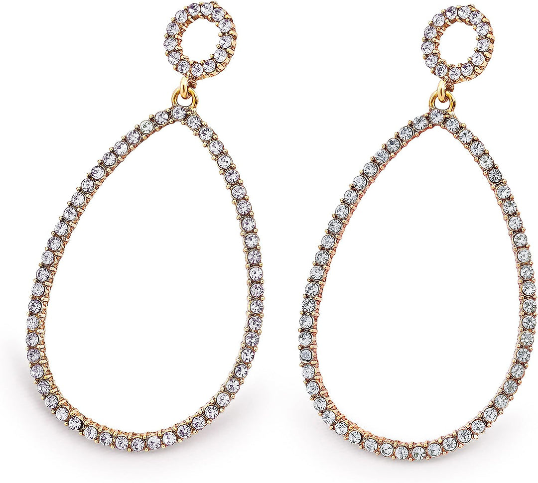 Pera Jewelry 14K Gold Plated Cubic Zirconia Dangle Earrings, Simulated Diamond Dangle Hoop Earrings for Women with Gift Box | Minimalist, Tiny Dainty Stud Earrings