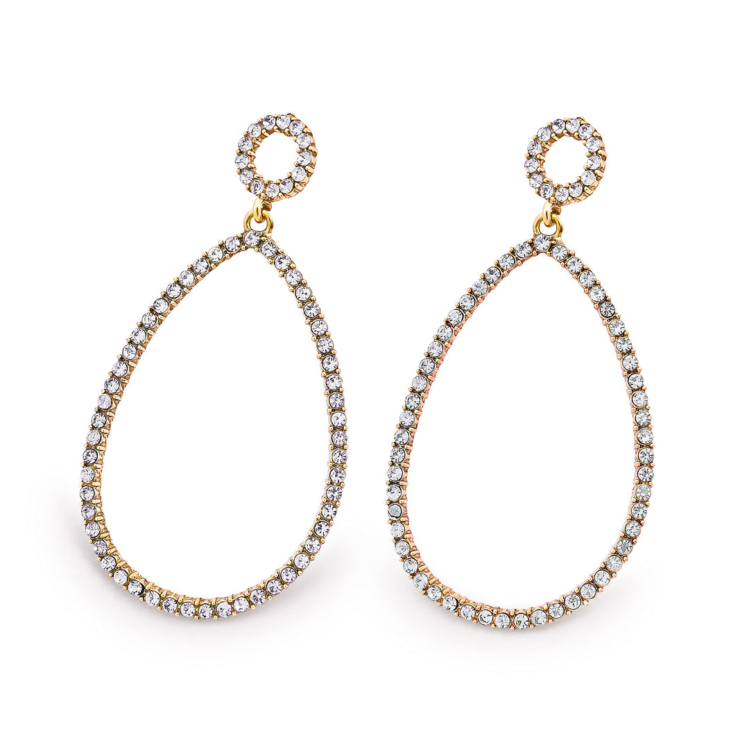 Pera Jewelry 14K Gold Plated Cubic Zirconia Dangle Earrings, Simulated Diamond Dangle Hoop Earrings for Women with Gift Box | Minimalist, Tiny Dainty Stud Earrings