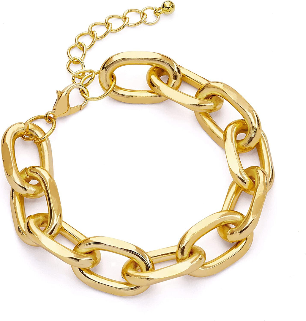 Pera Jewelry 14K Gold Plated and Silver Plated Link Bracelets, Curb Chain Bold Bracelets, Cuban Paperclip Link Chain Bracelets Chunky Link Bracelets Toggle Clasp, Bold Chain Link Bracelet with Gift Box