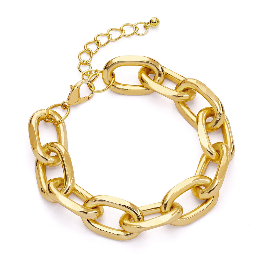 Pera Jewelry 14K Gold Plated and Silver Plated Link Bracelets, Curb Chain Bold Bracelets, Cuban Paperclip Link Chain Bracelets Chunky Link Bracelets Toggle Clasp, Bold Chain Link Bracelet with Gift Box