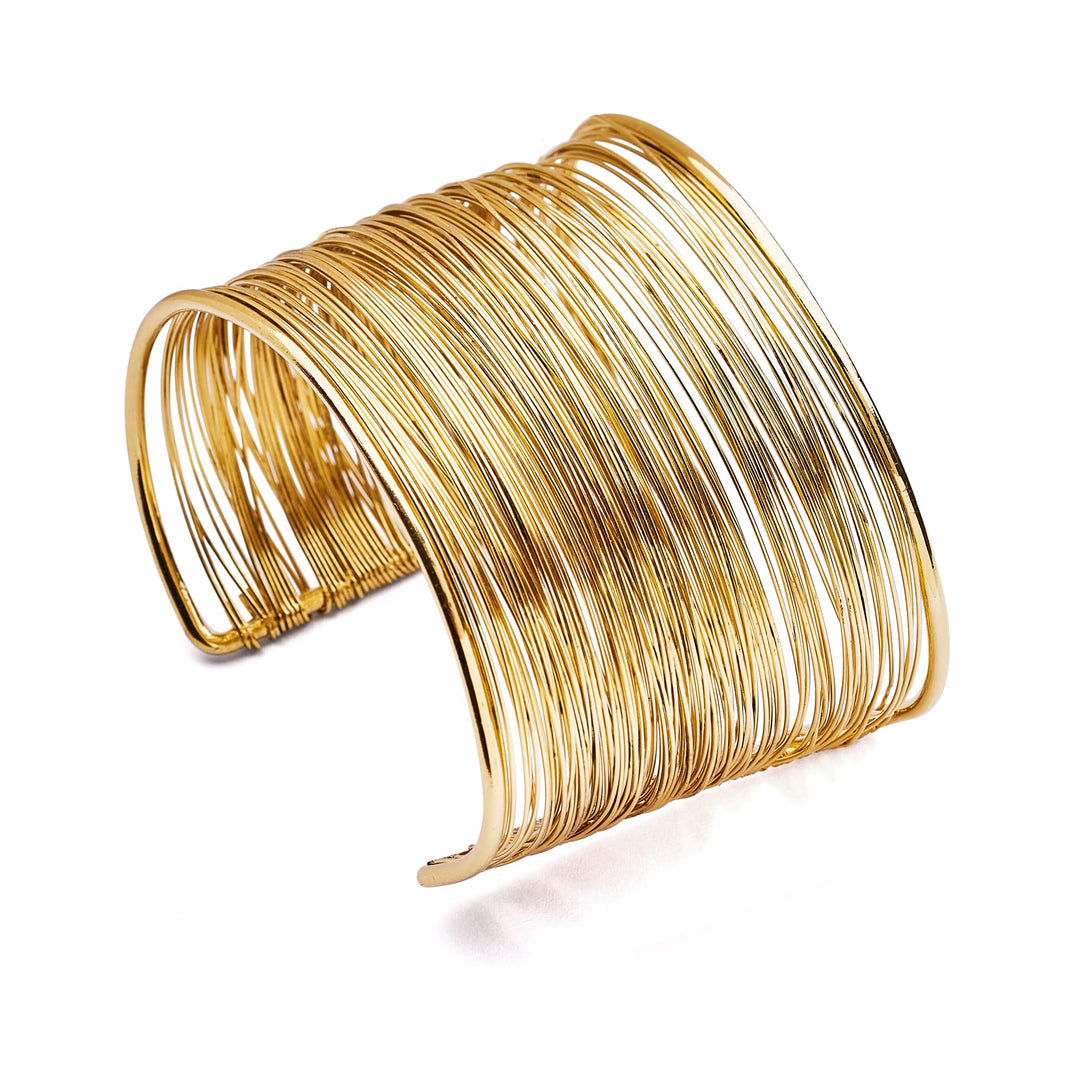 Pera Jewelry 14K Gold and Silver Filled Arm Band Cuff Bracelet, Minimalist Simple Swirl Open Wide Wire Bracelets, Adjustable Arm Bangle Bracelets, Open Cuff Bangle Bracelets with Gift Box Gold (127)
