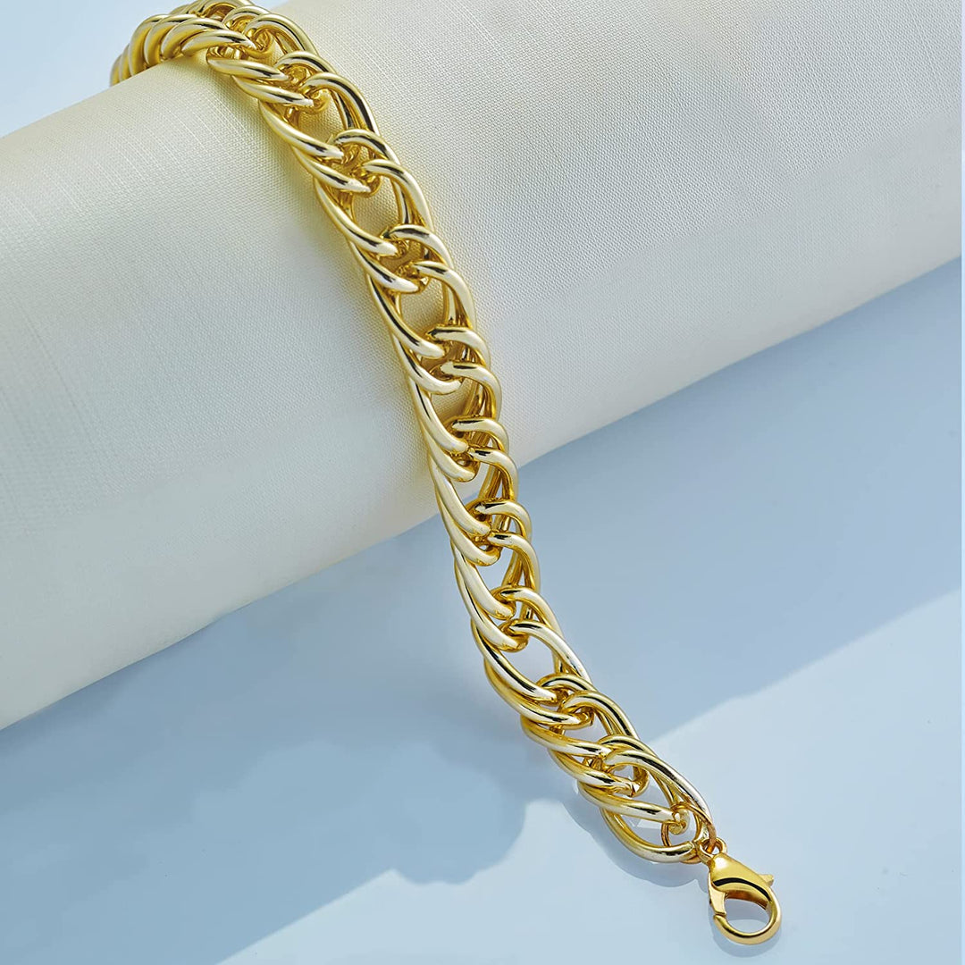 Pera Jewelry 14K Gold Plated and Silver Plated Link Bracelets, Curb Chain Bold Bracelets, Cuban Paperclip Link Chain Bracelets Chunky Link Bracelets Toggle Clasp, Bold Chain Link Bracelet with Gift Box