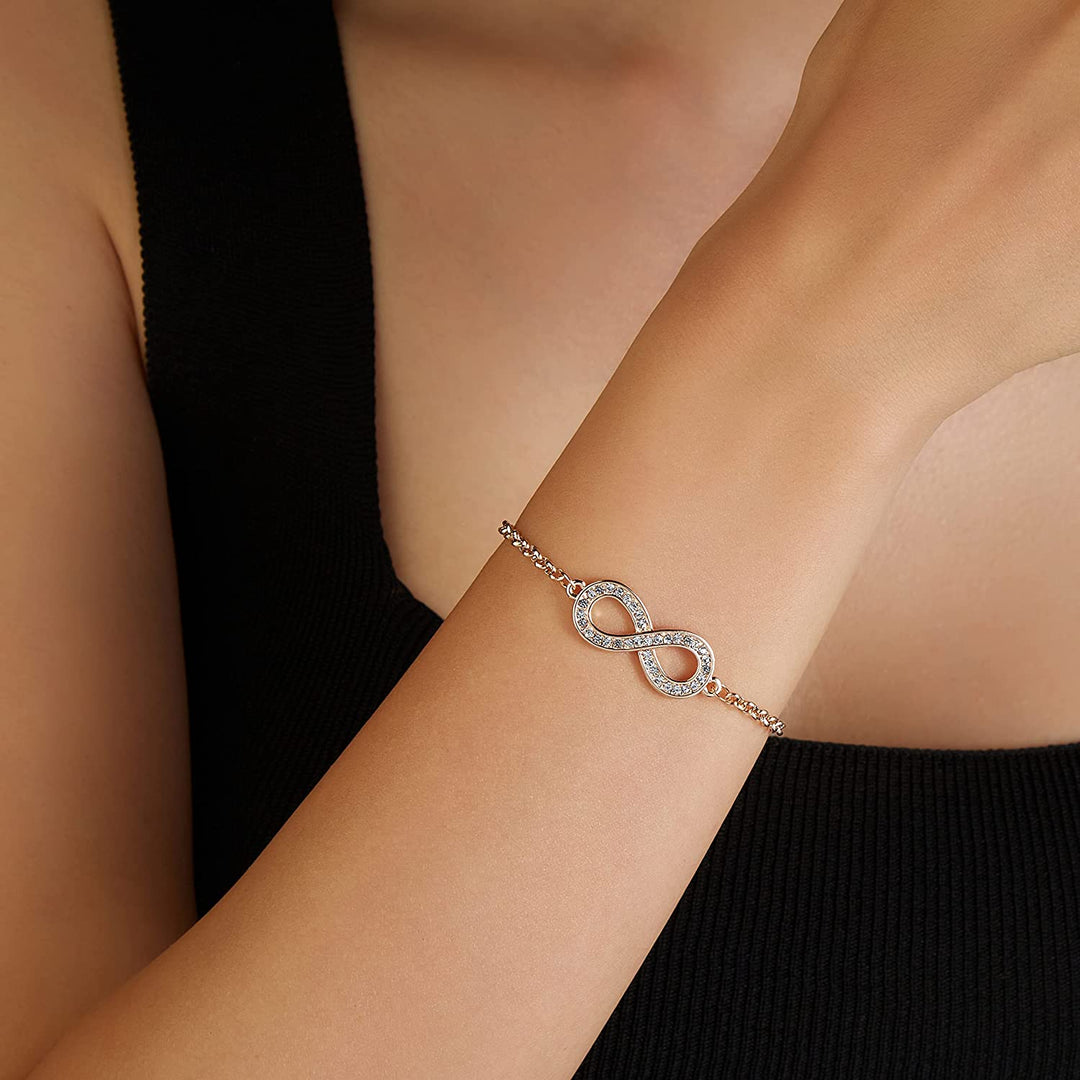 Pera Jewelry 14K Gold Filled Infinity Bracelet, Adjustable Teardrop Chain Bracelets for Women with Gift Box, Dainty Cubic Zirconia Jewelry, Infinity Symbol Chain Link Bracelet