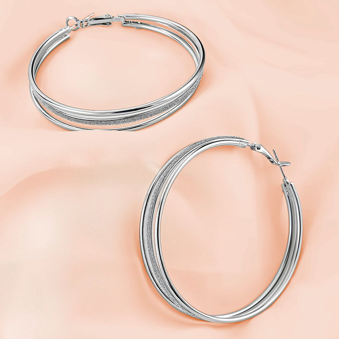 Pera Jewelry 14K Gold Plated and Silver Plated Multilayer Large Hoop Earrings, Hypoallergenic Tube Hoop Earrings for Women with Gift Box | Minimalist, Tiny Dainty Earrings