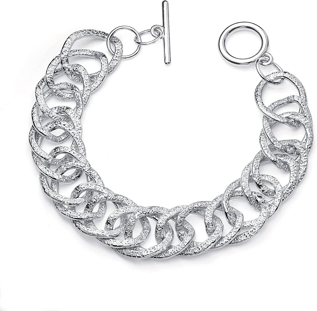 Pera Jewelry 14K Gold Plated and Silver Plated Link Bracelets, Curb Chain Bold Bracelets, Cuban Paperclip Link Chain Bracelets Chunky Link Bracelets Toggle Clasp, Bold Chain Link Bracelet with Gift Box