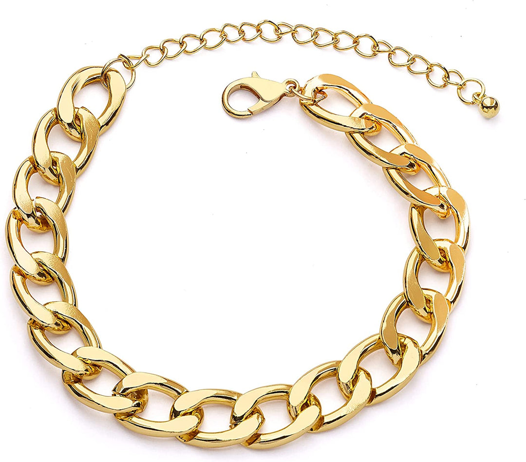 Pera Jewelry 14K Gold Plated and Silver Plated Link Bracelets, Curb Chain Bold Bracelets, Cuban Paperclip Link Chain Bracelets Chunky Link Bracelets Toggle Clasp, Bold Chain Link Bracelet with Gift Box