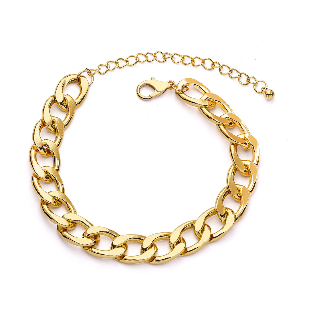 Pera Jewelry 14K Gold Plated and Silver Plated Link Bracelets, Curb Chain Bold Bracelets, Cuban Paperclip Link Chain Bracelets Chunky Link Bracelets Toggle Clasp, Bold Chain Link Bracelet with Gift Box