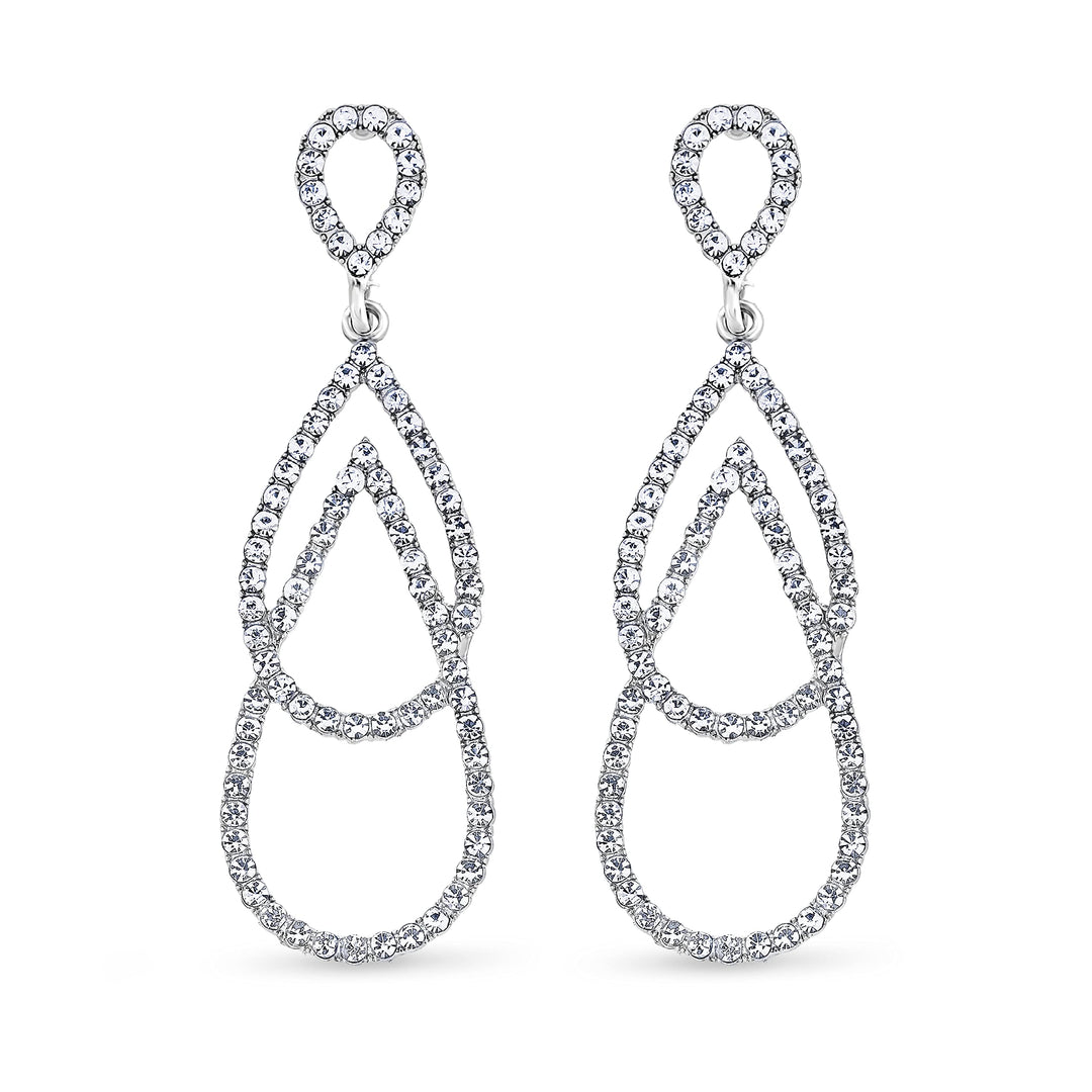Pera Jewelry Silver Plated Cubic Zirconia Earrings, Simulated Diamond Multilayer Long Drop Dangle Earrings for Women with Gift Box | Minimalist, Tiny Dainty Earrings