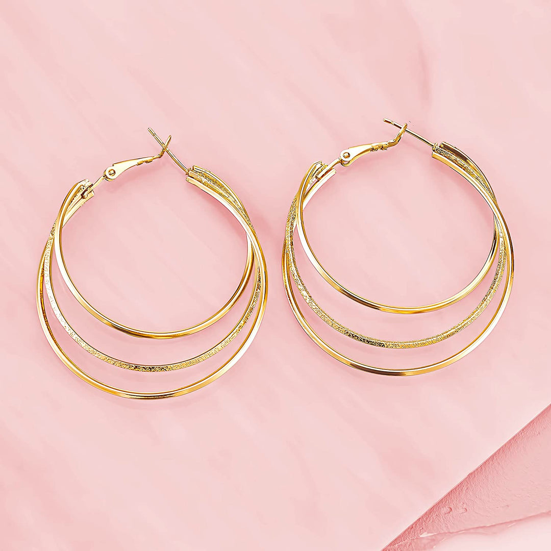 Pera Jewelry 14K Gold Plated Multilayer Circle Hoop Earrings, Hypoallergenic Hoop Earrings for Women with Gift Box | Minimalist, Tiny Dainty Earrings