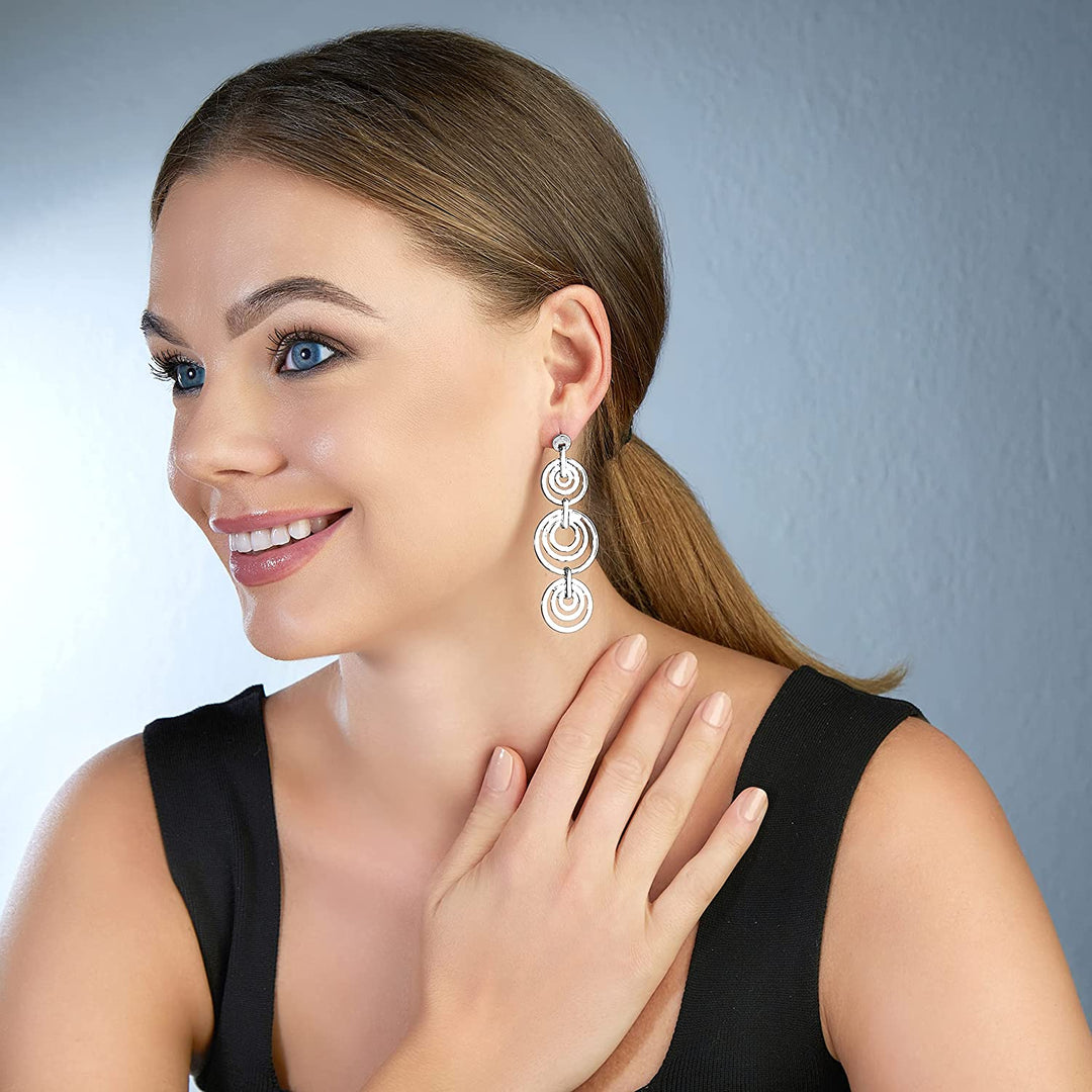 Pera Jewelry 14K Gold Plated and Silver Plated Drop Dangle Earrings, Geometric Statement Drop Dangle Long Earrings for Women with Gift Box | Minimalist, Tiny Dainty Earrings