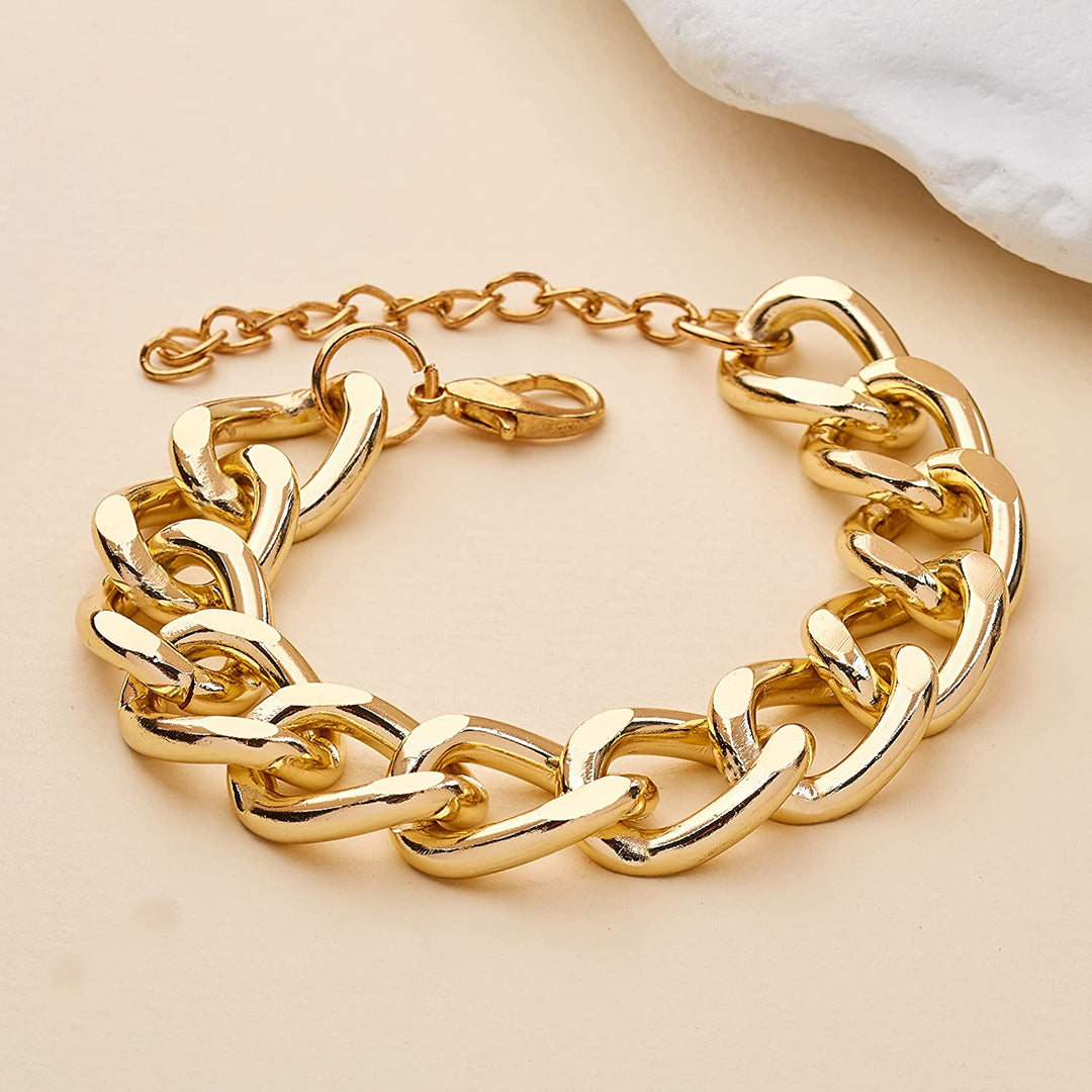 Pera Jewelry 14K Gold Plated and Silver Plated Link Bracelets, Curb Chain Bold Bracelets, Cuban Paperclip Link Chain Bracelets Chunky Link Bracelets Toggle Clasp, Bold Chain Link Bracelet with Gift Box