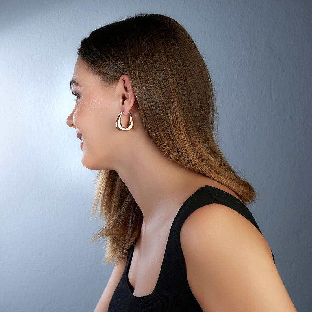 Pera Jewelry 14K Gold Plated and Silver Plated Thick Hollow Hoop Earrings, Hypoallergenic Chunky Large Thick Tube Hoop Earrings for Women with Gift Box | Minimalist, Tiny Dainty Earrings
