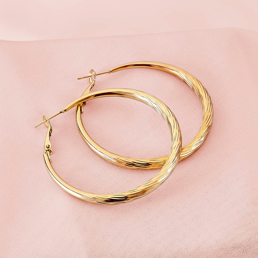 Pera Jewelry 14K Gold Plated and Silver Plated Hoop Earrings, Large and Small Thick Tube Hollow Hoop Earrings for Women with Gift Box | Minimalist, Tiny Dainty Earrings Gold - Large