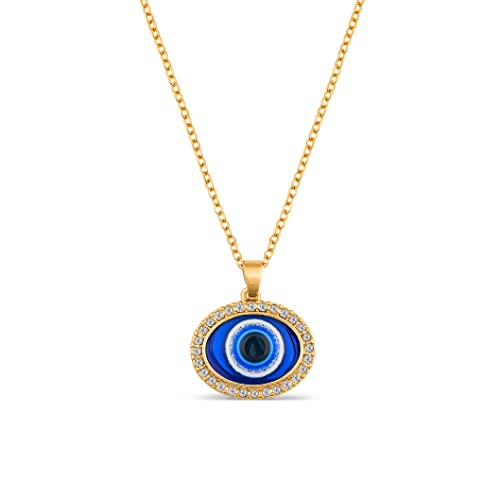 Evil Eye Necklace for Women 18K Gold Plated Cubic Zirconia Diamond Gold Pendant Necklace Evil Eye Charms Blue Eyes Pendant for for Wife Grilfriend Daughter