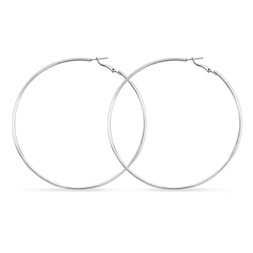 Pera Jewelry 925 Sterling Silver Plated Big Large Hoop Earrings, Extra Big Thin Hypoallergenic Hoop Earrings for Women with Gift Box | Minimalist, Tiny Dainty Earrings