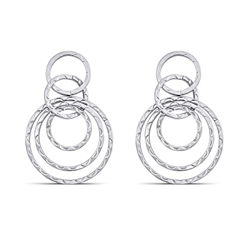 Pera Jewelry 925 Sterling Silver Plated Hoop Ring Earrings, Circle Dangle Hoop Earrings for Women with Gift Box | Minimalist, Tiny Dainty Hoop Ring Earrings