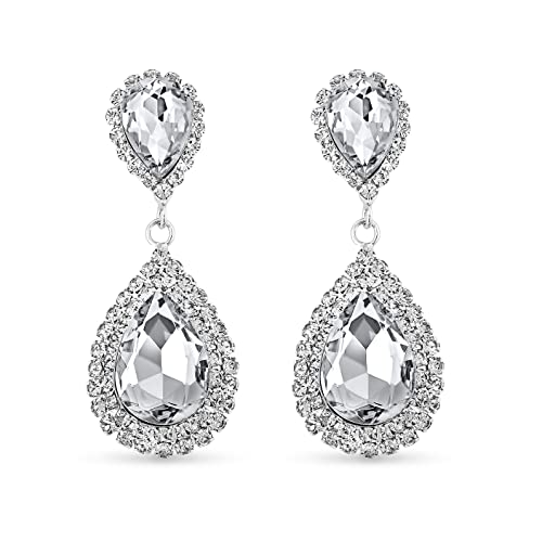 Pera Jewelry Silver Plated Cubic Zirconia Dangle Earrings, Simulated Diamond Drop Dangle Earrings for Women with Gift Box | Minimalist, Tiny Dainty Drop Earrings