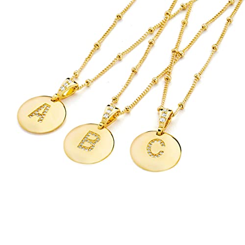 Pera Jewelry 14K Gold Plated Initials, Alphabet Pendant Letter A to Z Necklaces for Women with Gift Box | Adjustable Chain, Minimalist, Tiny Dainty Alphabet Choker Necklaces