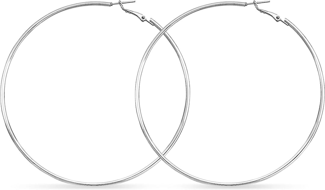 Pera Jewelry 925 Sterling Silver Plated Big Large Hoop Earrings, Extra Big Thin Hypoallergenic Hoop Earrings for Women with Gift Box | Minimalist, Tiny Dainty Earrings