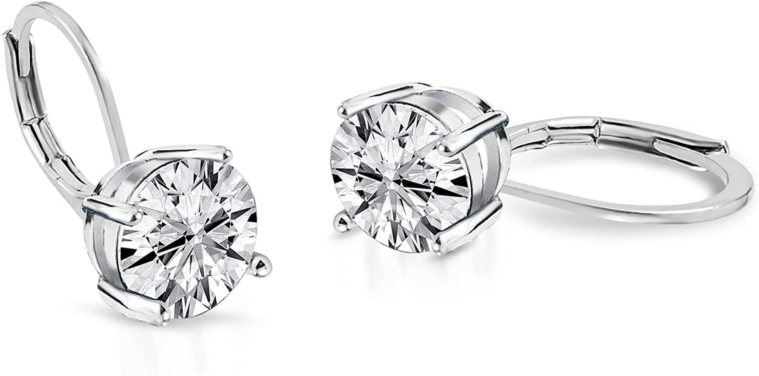 Pera Jewelry 925 Sterling Silver Plated Cubic Zirconia Stud Earrings, Simulated Diamond Round 4 Prong Cz Stud Earrings for Women with Gift Box | Minimalist, Tiny Dainty Earrings