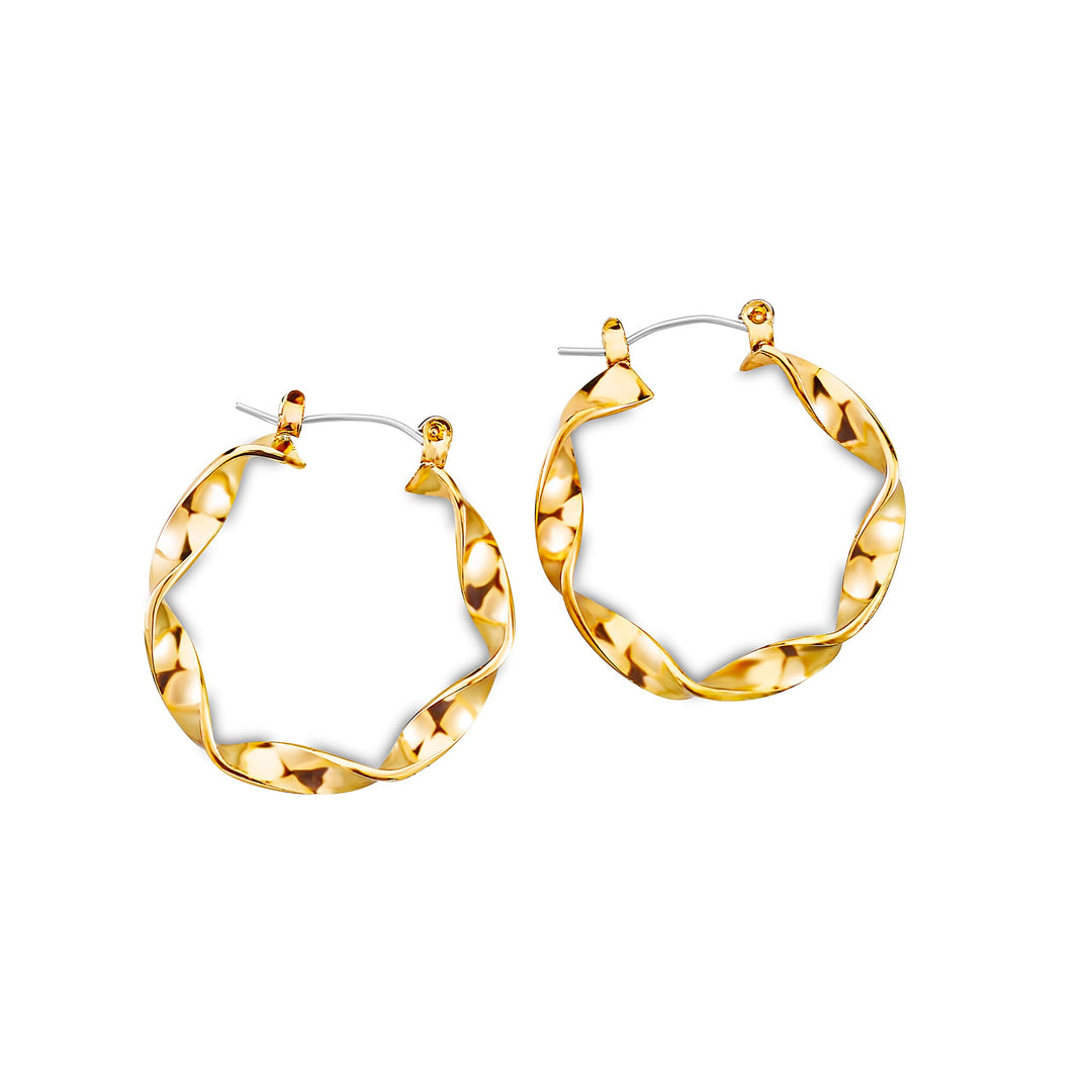 Pera Jewelry 14K Gold Plated Twisted Hollow Hoop Earrings, Hypoallergenic Hoop Earrings for Women with Gift Box | Minimalist, Tiny Dainty Earrings