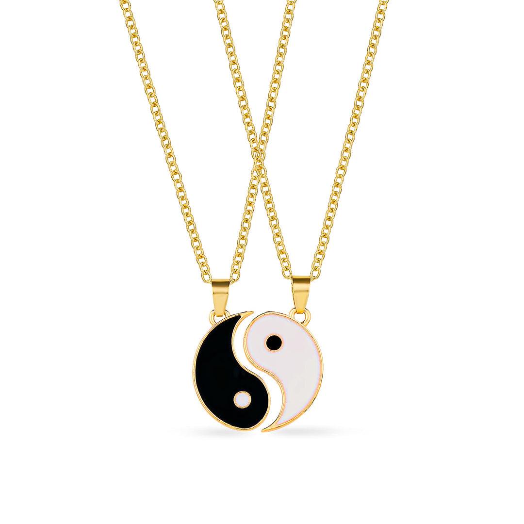 Yin Yang Necklaces Pendant For Couple, Tai Chi Paired Pendant Couple Necklaces For Women Men Best Friends, 14K Gold Plated Trendy Yin Yang Pendant Chain Necklace Fashion Jewelry