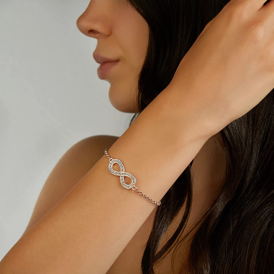 Pera Jewelry 14K Gold Filled Infinity Bracelet, Adjustable Teardrop Chain Bracelets for Women with Gift Box, Dainty Cubic Zirconia Jewelry, Infinity Symbol Chain Link Bracelet