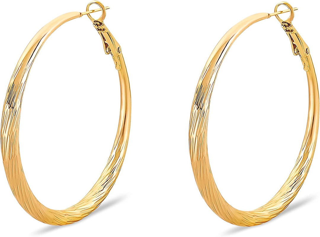 Pera Jewelry 14K Gold Plated and Silver Plated Hoop Earrings, Large and Small Thick Tube Hollow Hoop Earrings for Women with Gift Box | Minimalist, Tiny Dainty Earrings Gold - Large