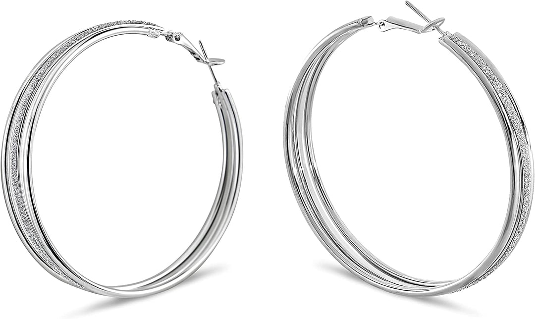 Pera Jewelry 14K Gold Plated and Silver Plated Multilayer Large Hoop Earrings, Hypoallergenic Tube Hoop Earrings for Women with Gift Box | Minimalist, Tiny Dainty Earrings