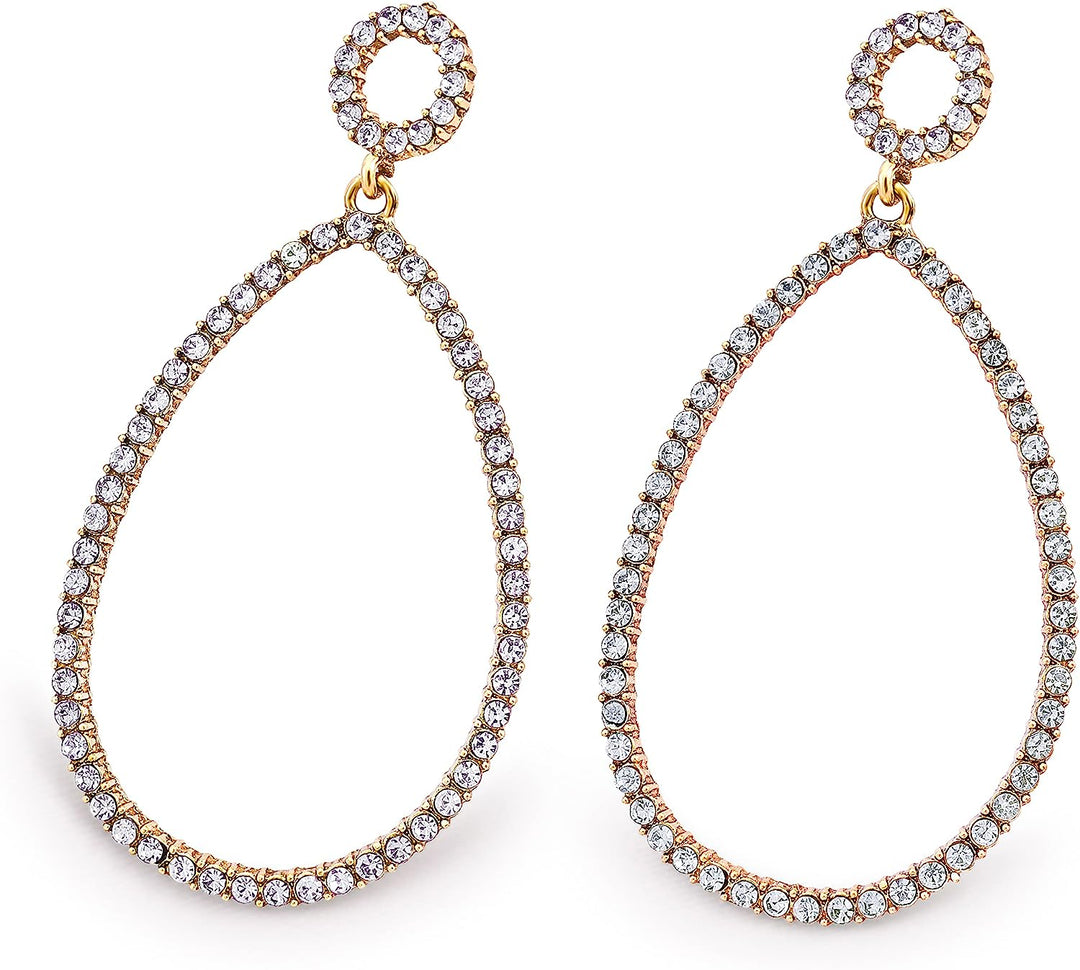 Pera Jewelry 14K Gold Plated Cubic Zirconia Dangle Earrings, Simulated Diamond Dangle Hoop Earrings for Women with Gift Box | Minimalist, Tiny Dainty Stud Earrings
