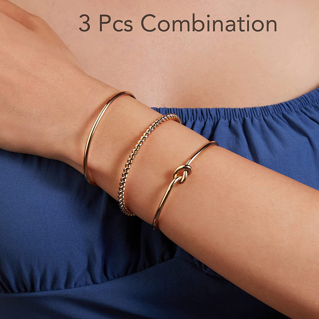 Pera Jewelry 14K Gold and Silver Plated Layered Bracelet Sets, 3 Pieces, Adjustable Layered Link Bracelets Sets, Dainty Link Paperclip Choker Bracelet Cuban Curb Figaro Link Bracelet Sets with Gift Box