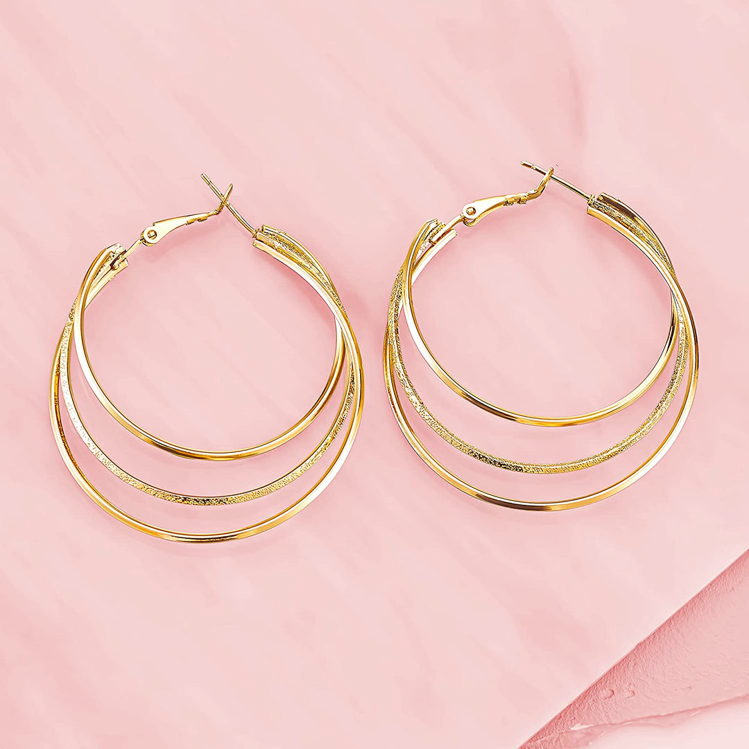 Pera Jewelry 14K Gold Plated Multilayer Circle Hoop Earrings, Hypoallergenic Hoop Earrings for Women with Gift Box | Minimalist, Tiny Dainty Earrings