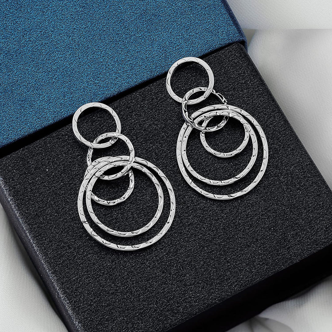Pera Jewelry 925 Sterling Silver Plated Hoop Ring Earrings, Circle Dangle Hoop Earrings for Women with Gift Box | Minimalist, Tiny Dainty Hoop Ring Earrings